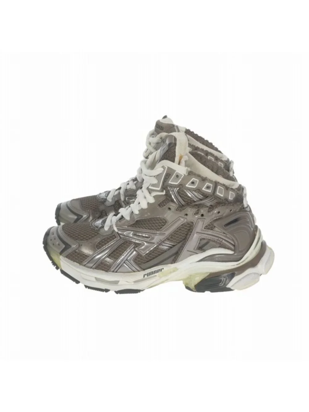 Balenciaga Runner High Top Cut Sneakers 42 Gray White